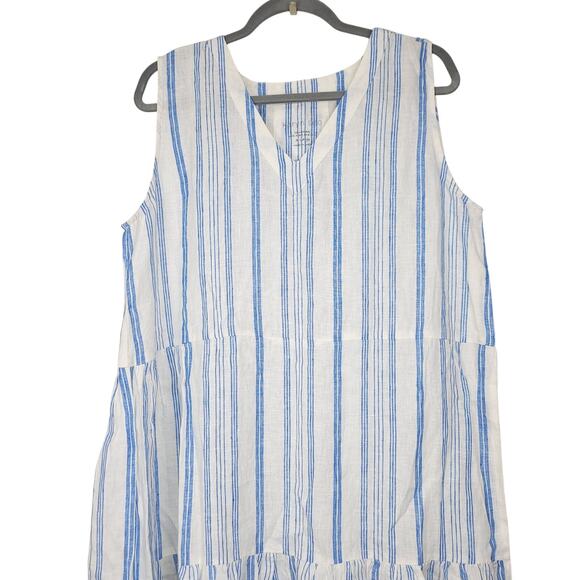 Karyn Seo 100% Linen Striped Drop Waist Sleeveless Maxi Dress, Size XLarge - Picture 7 of 10